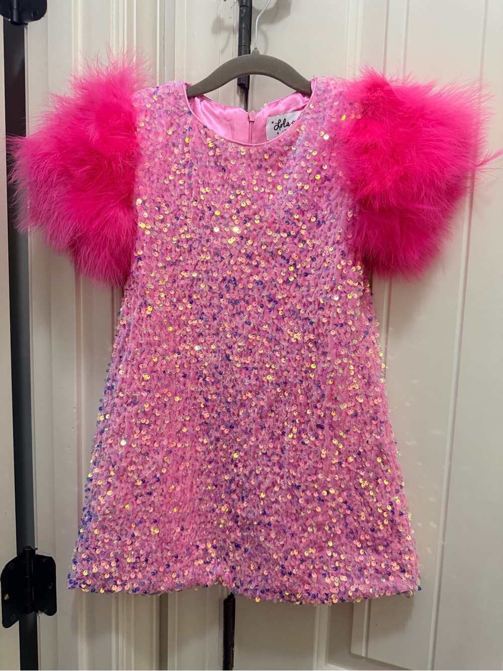 Lola + the Boys Rose Feather Party Dress- size 4- like new